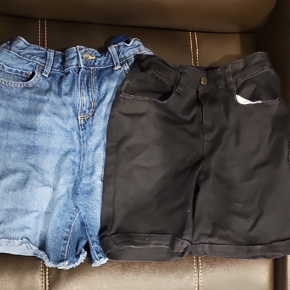 Blue and Black Denim Shorts Set
